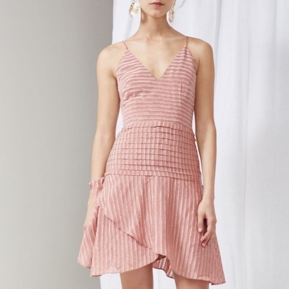 Anthropologie Keepsake the Label Rosewood Pleated Waterfall Mini Dress M - Picture 1 of 7
